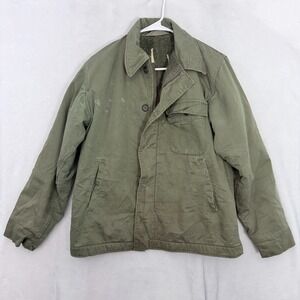 US Navy A2 Deck Jacket Mens M Green Full Zip Bomber Military